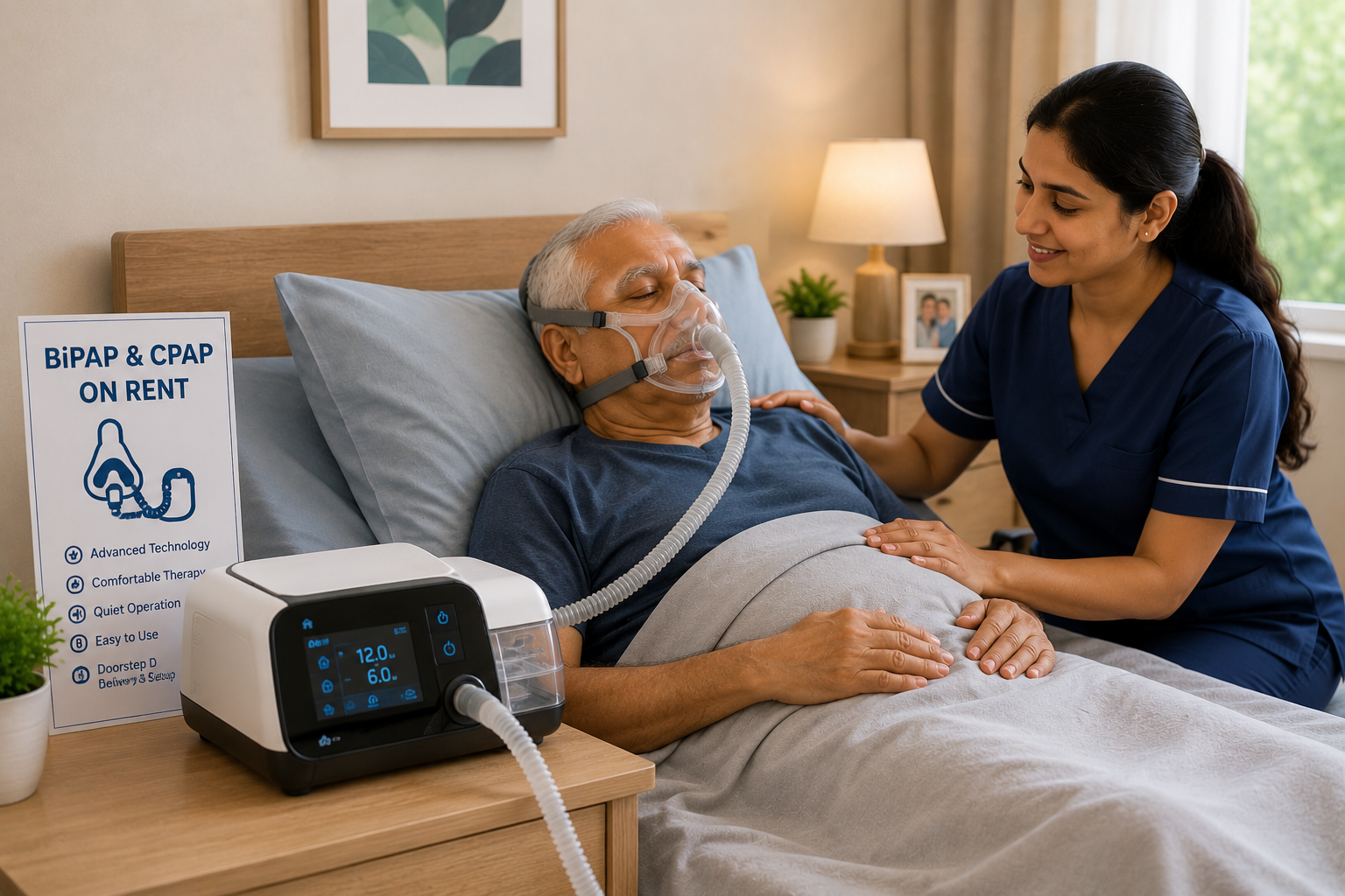 BiPAP and CPAP machine on rent in Noida – respiratory support device
