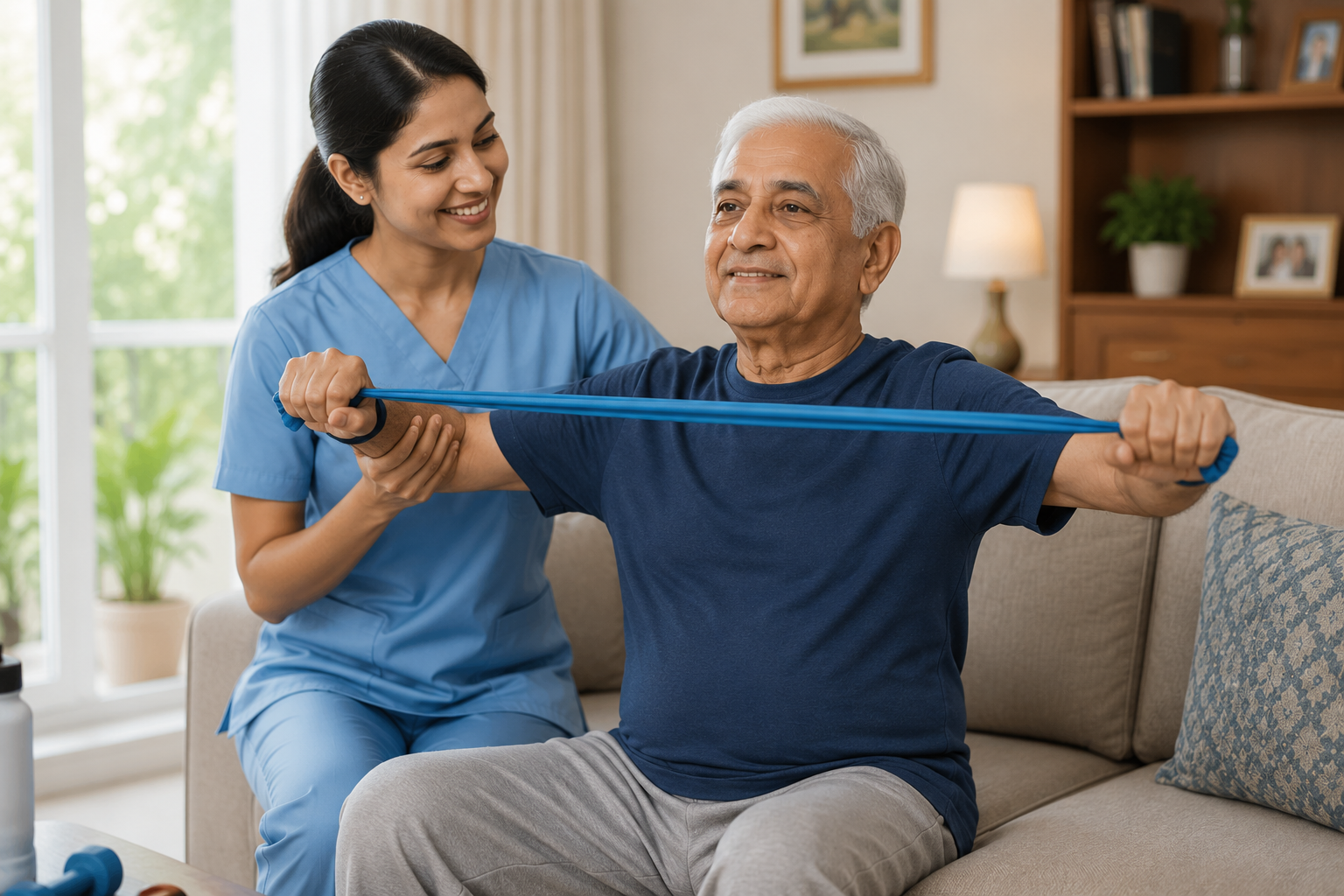 Physiotherapy at home with therapist