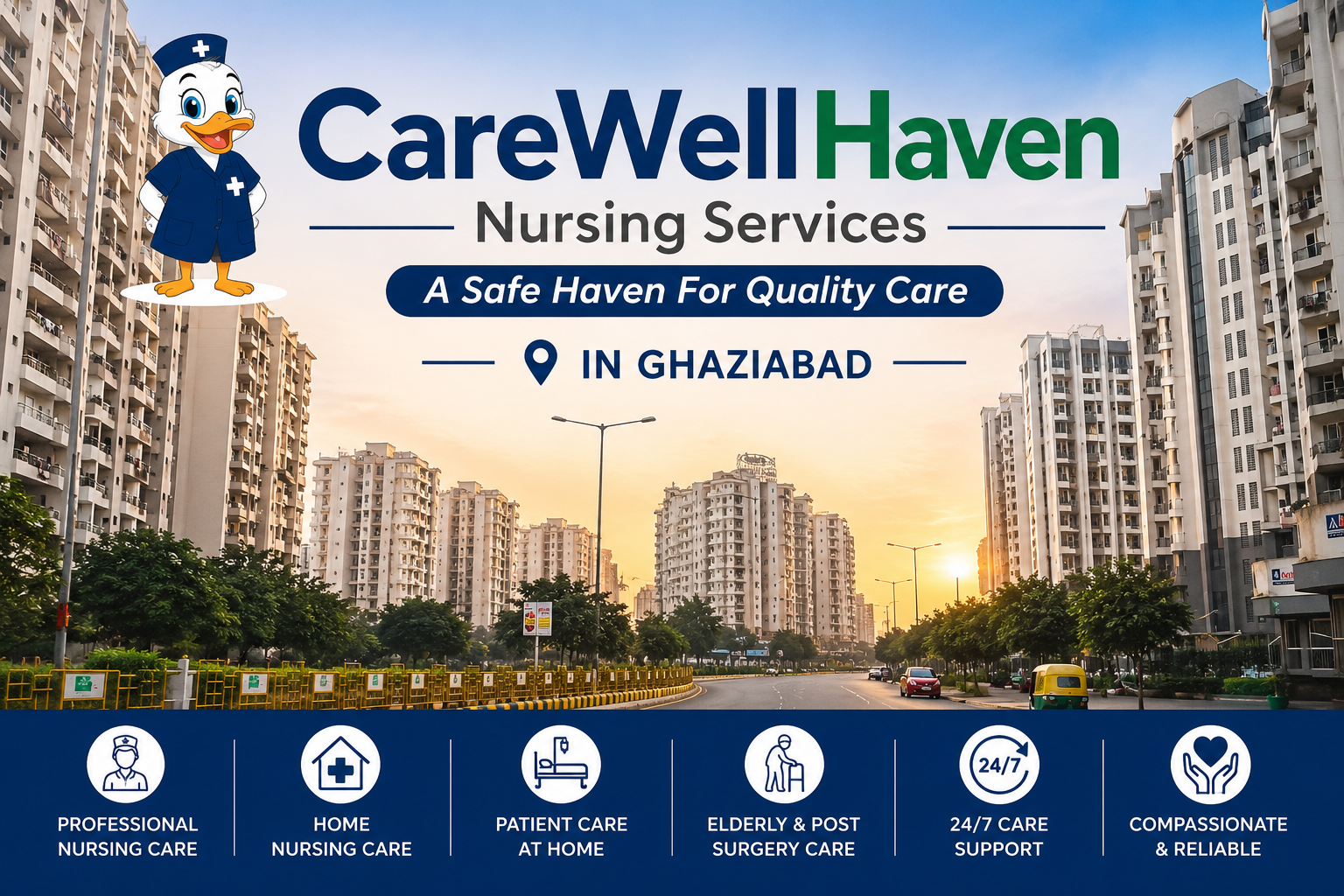 Home nursing care in Ghaziabad – professional nurse caring for patient at home